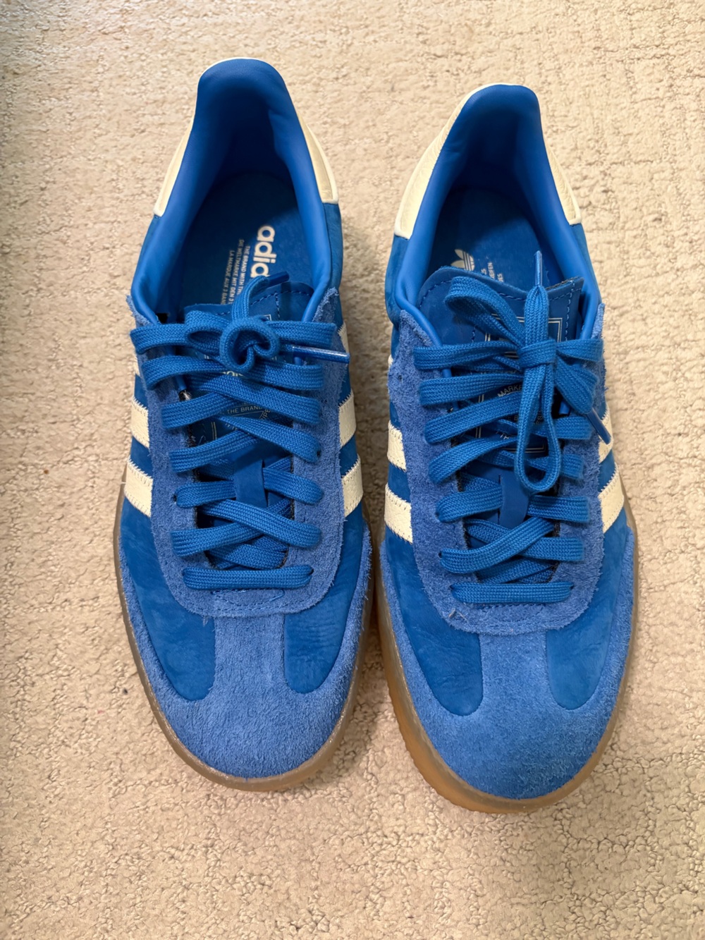 adidas women’s Sambae Blue Suede Sneakers Cloud White/Gum Sole Sz 9.5 - Picture 8 of 8